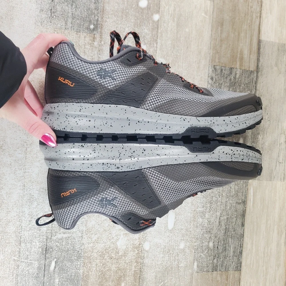 Kuru Atom Mens Hiking Shoes Sz 9.5 M Lead Gray Orange Spice Mesh Lace Up Sneaker